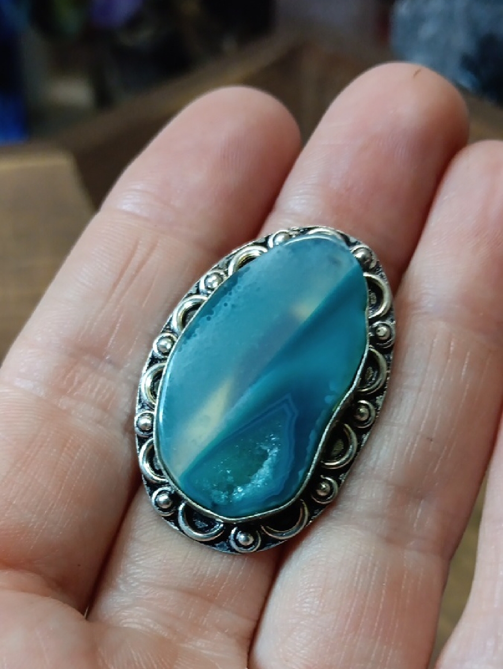 ⚡️3 for $24⚡️Blue Agate Statement Ring - Women's Jewelry - Picture 5 of 5